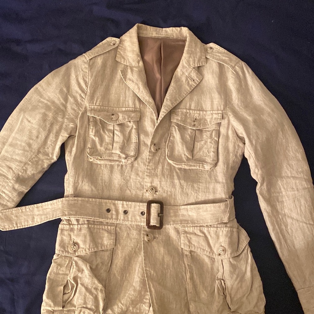 Beige 100% linen safari Jacket by Gutteridge Italy